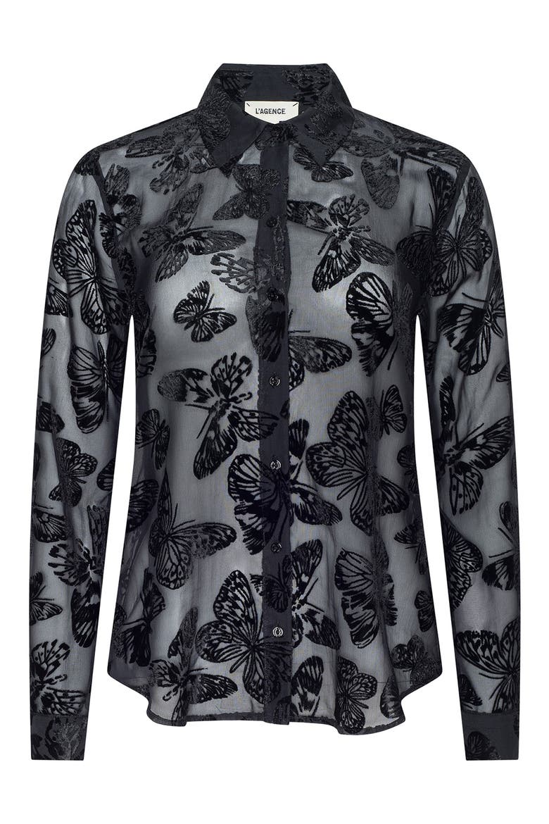 Laurent Butterfly Burnout Shirt, Alternate, color, BLACK BUTTERFLY