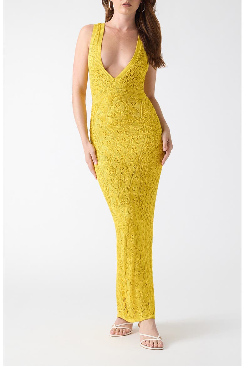 Ellie Pointelle Knit Maxi Dress, Main, color, MEDIUM YELLOW