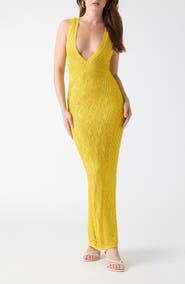 GUESS Ellie Pointelle Knit Maxi Dress