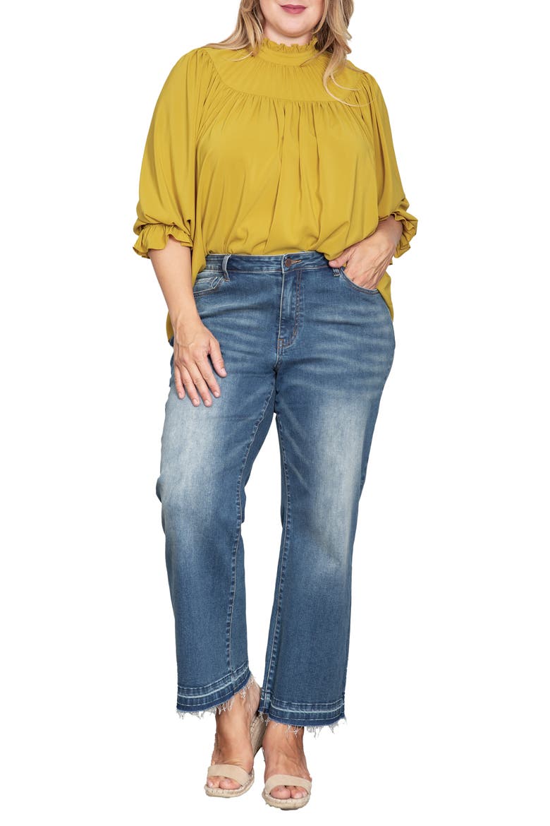 Relaxed Release Hem Straight Leg Jeans, Alternate, color, INDIGO RINSE