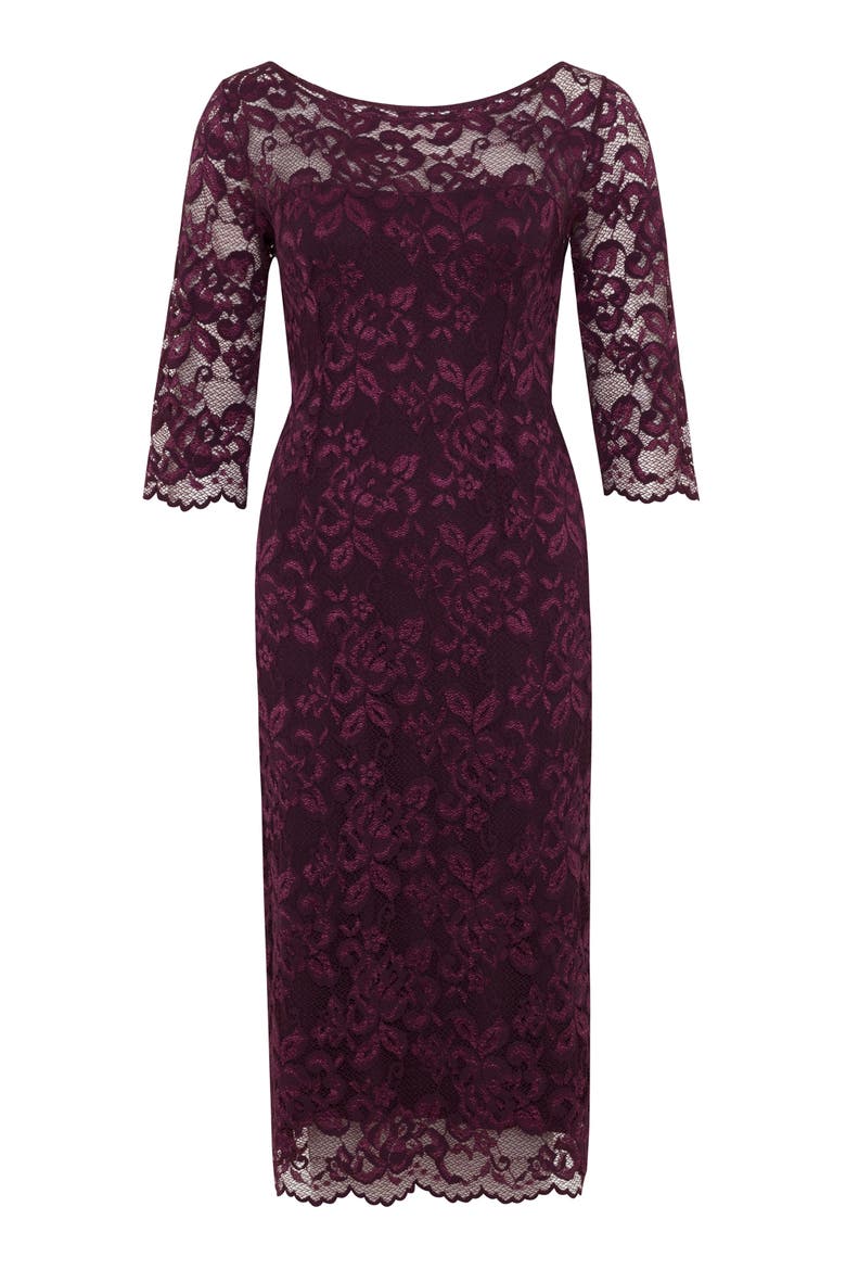 Lila Lace Dress, Alternate, color, Claret