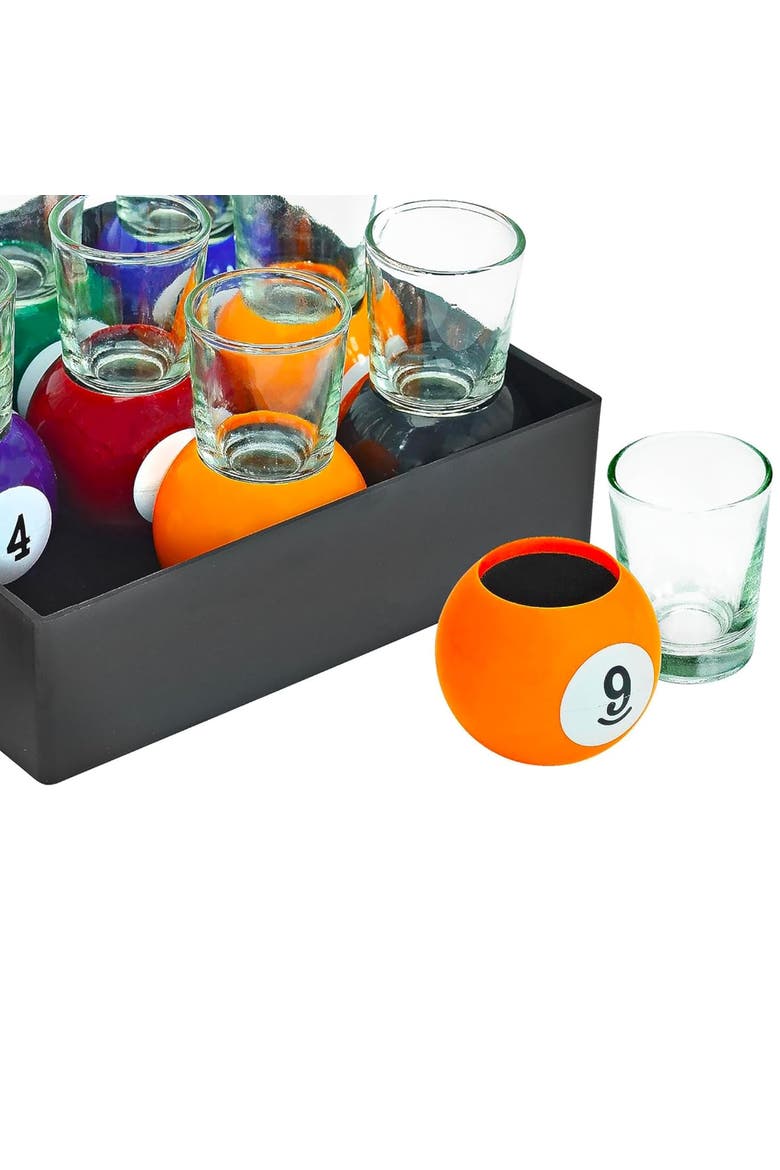 Billiards Pool Ball Shot Glasses, Set of 9 1oz Glasses, Alternate, color, Multicolored