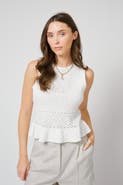 Central Park West Birdie Pointelle Peplum Top
