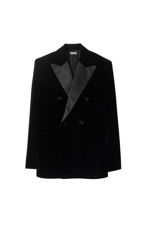 Shop Burberry Velvet Tuxedo Jacket In Black