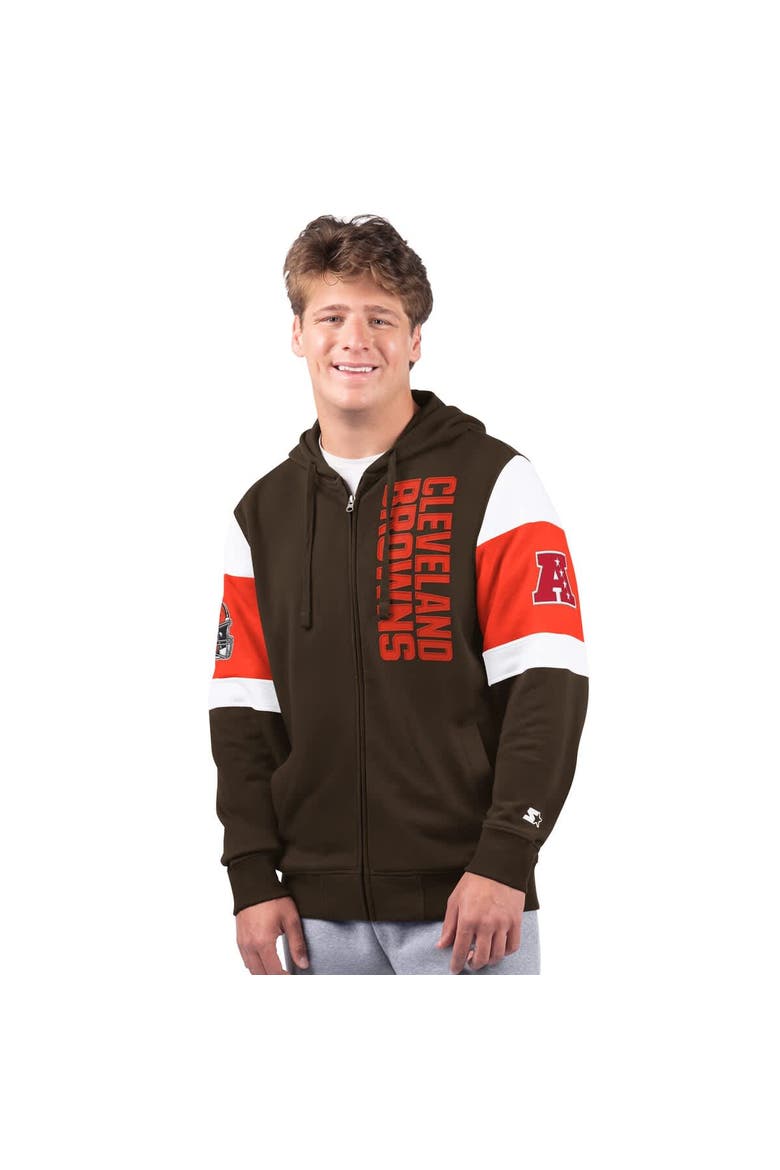Men's Starter Brown Cleveland Browns Extreme Full-Zip Hoodie, Main, color, Brown