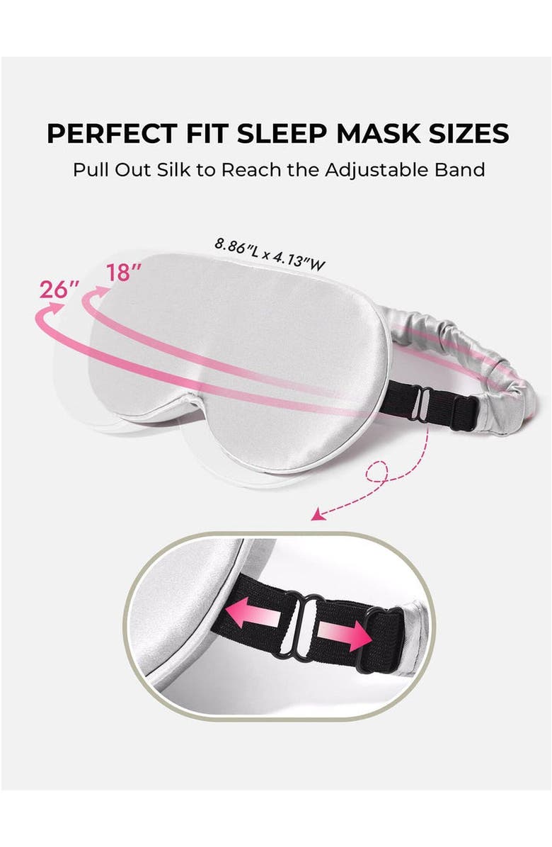 SILKSILKY 22 Momme Mulberry Silk Upgraded 3D Adjustable Eye Mask, Alternate, color, Lightgray