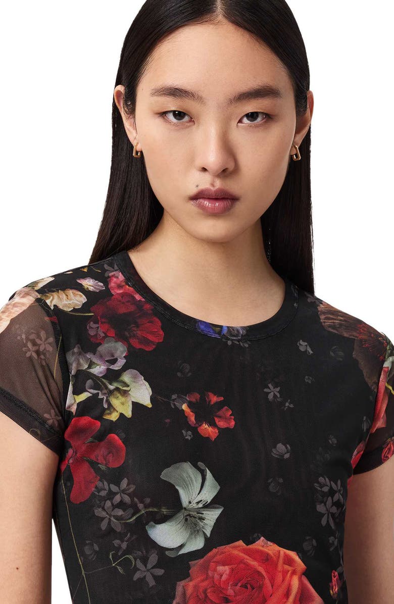 AllSaints Ellie Mesh T-Shirt, Alternate, color, Haze Black