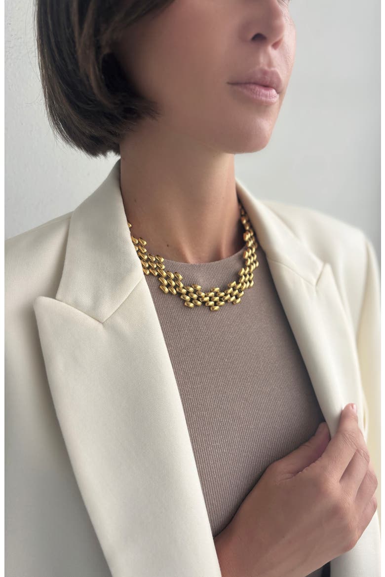 Tarnish Resistant Grid Necklace, Alternate, color, GOLD