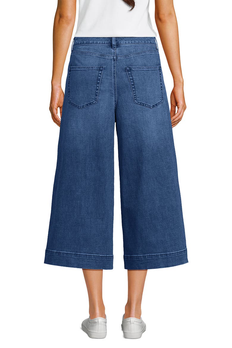 Denim Mid Rise Wide Leg Culotte Jeans, Alternate, color, Indigo Tide Blue