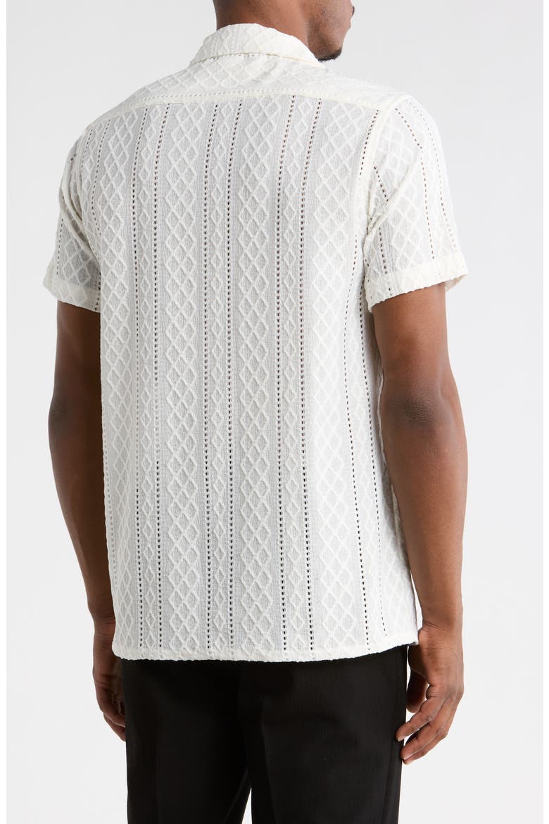 Modern Fit Textured Camp Shirt, Alternate, color, CREAM