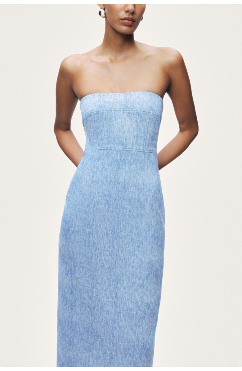 Nocturne Stone-Detail Strapless Midi Dress, Alternate, color, Blue