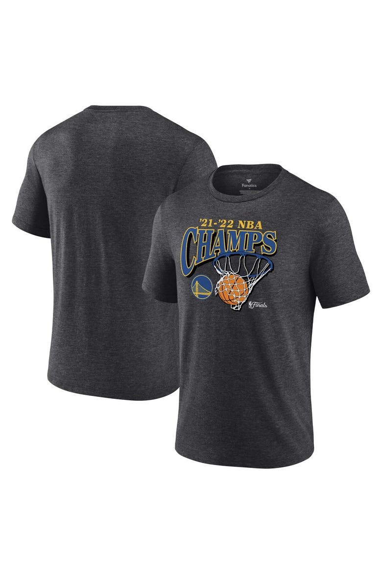 Men's Fanatics Branded Heathered Charcoal Golden State Warriors 2022 NBA Finals Champions Zone Hoops Tri-Blend T-Shirt, Main, color, Heather Charcoal