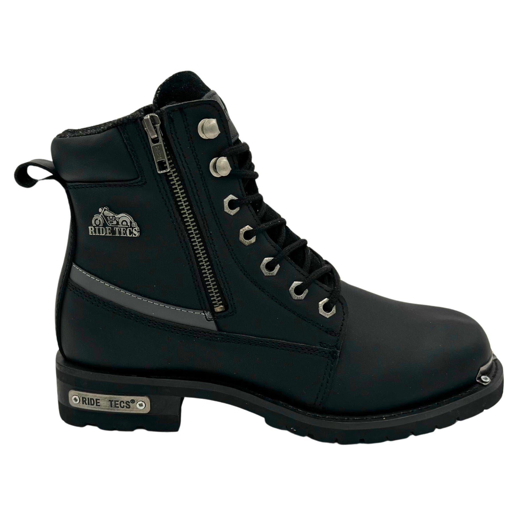 6" Reflective Double Zipper Biker Boots, Alternate, color, Black