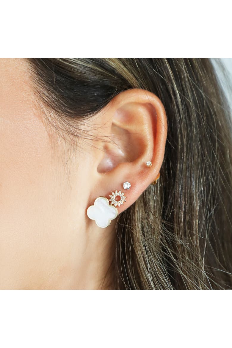 Round Diamond Stud Earrings, Alternate, color, Yellow Gold