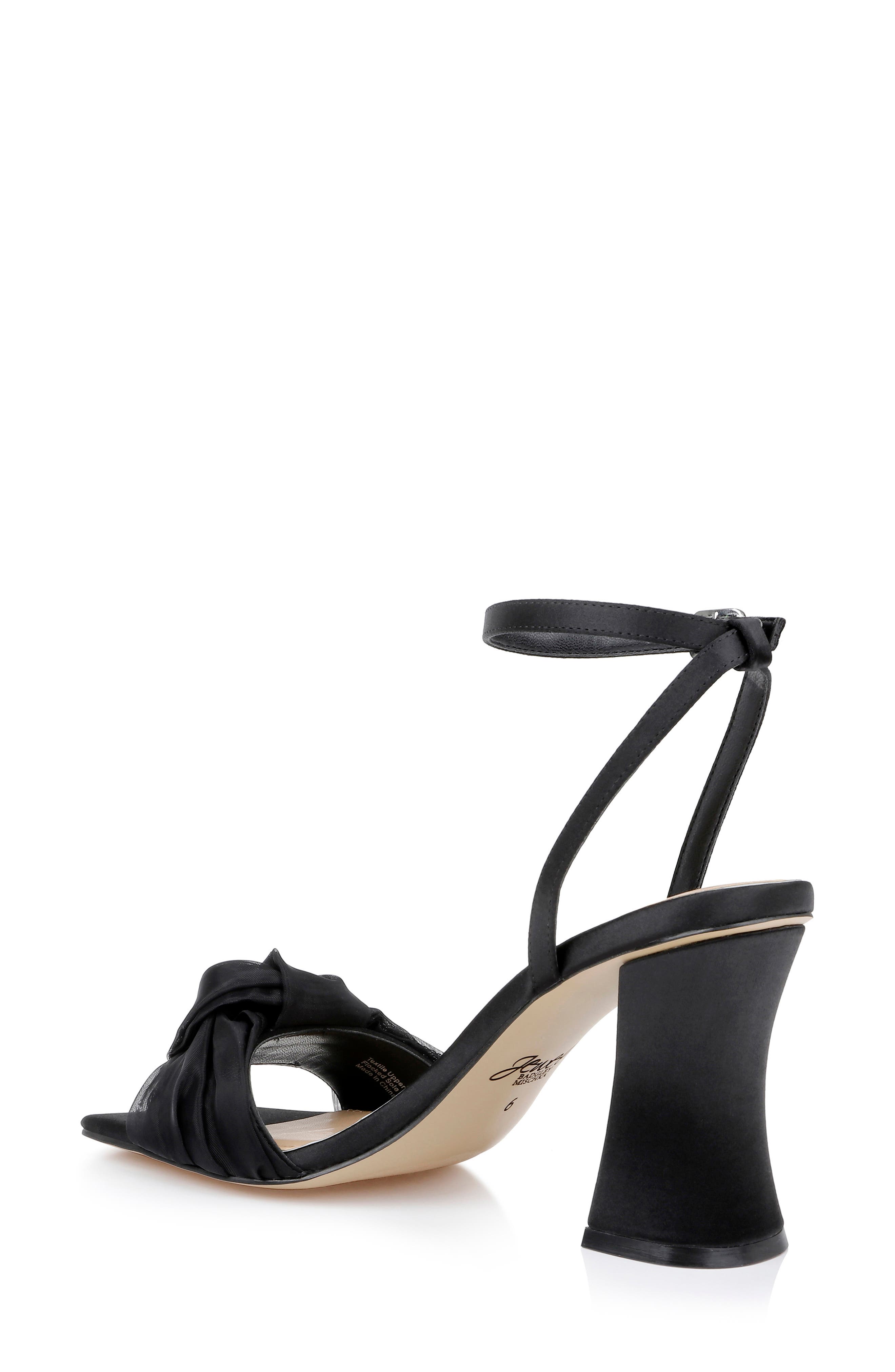 Jewel Badgley Mischka Fayola Ankle Strap Sandal, Alternate, color, Black Satin