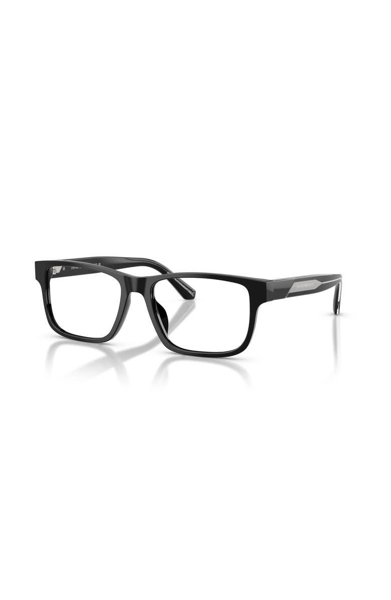 Emporio Armani 56mm Rectangle optical glasses, Main, color, Black