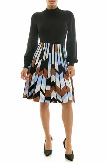 Nina Leonard Mock Neck Long Sleeve Sweater Dress