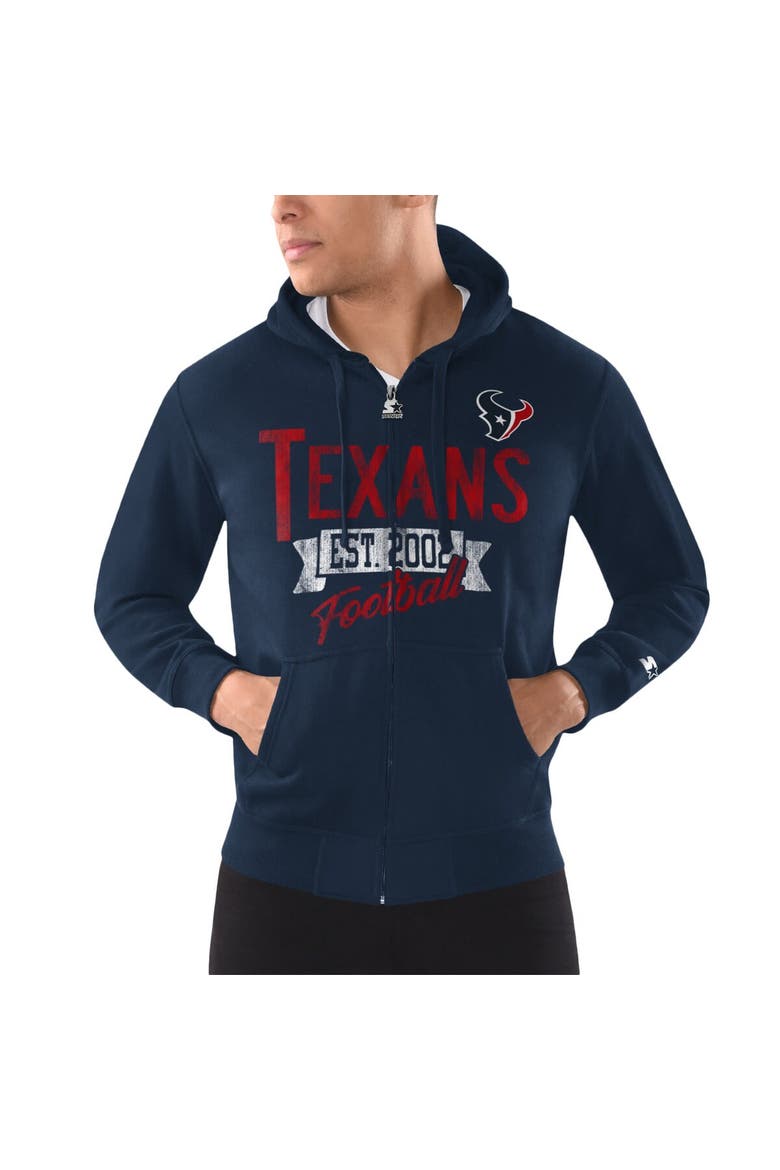 Men's Starter Navy Houston Texans Domestic Post Season Full-Zip Hoodie, Alternate, color, Navy