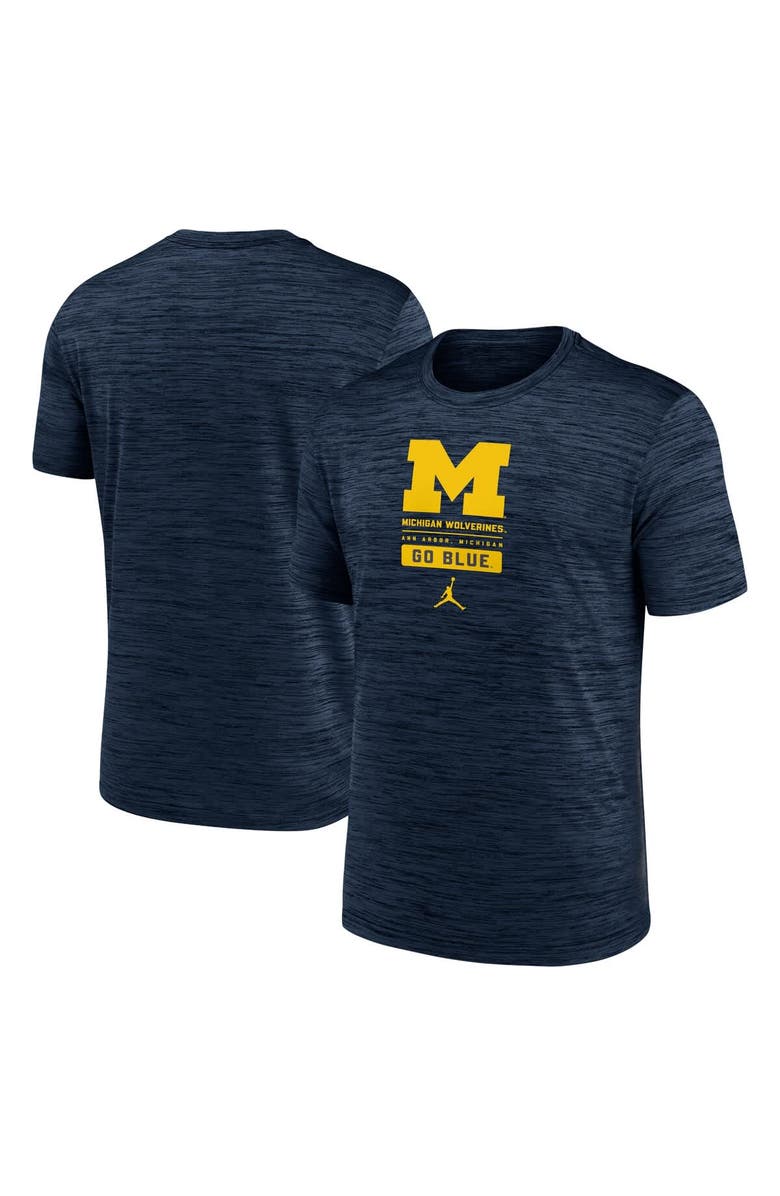 Jordan Brand Men's Jordan Brand Navy Michigan Wolverines Campus Center Block Velocity Performance T-Shirt, Alternate, color, Navy