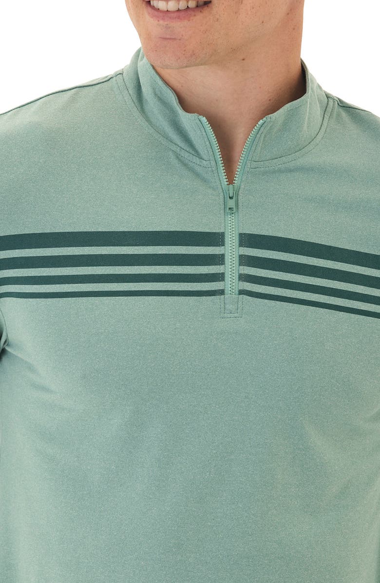Threads 4 Thought Kace Chest Stripe Luxe Jersey Quarter Zip Pullover, Alternate, color, Heather Spearmint / Serrano