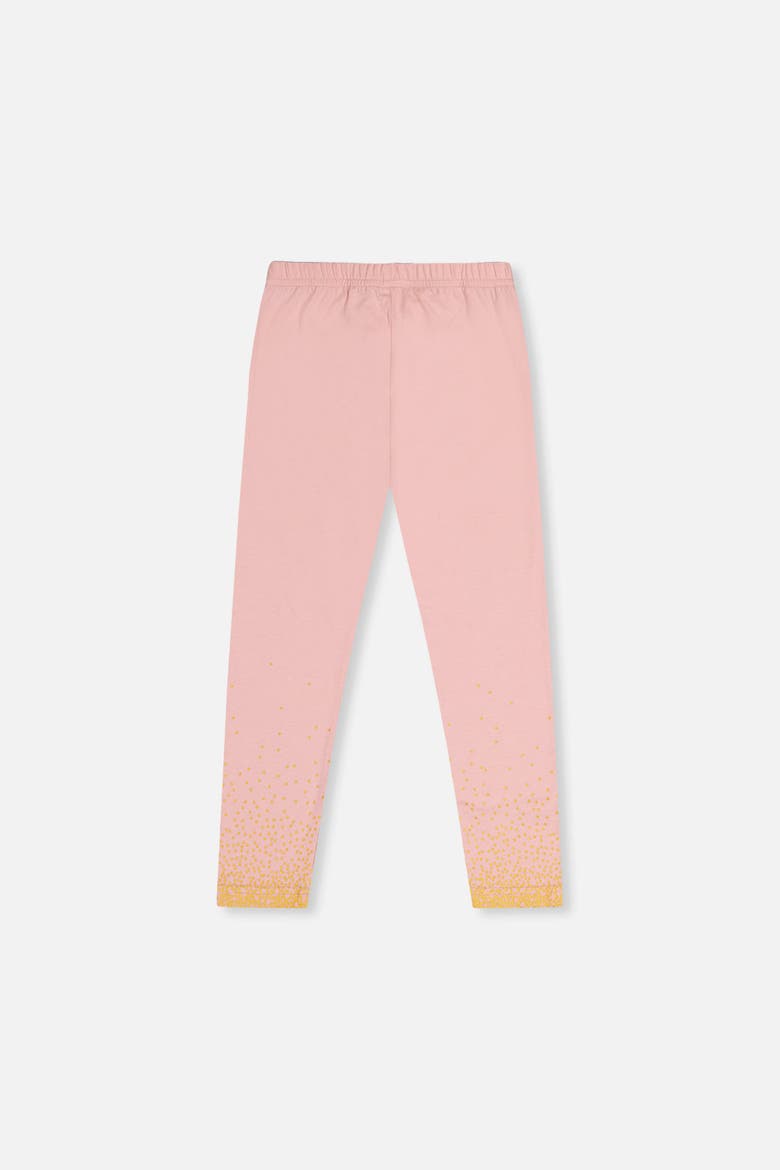Organic Cotton Glitter Hem Elastic Waist Leggings, Alternate, color, Pale Dusty Pink