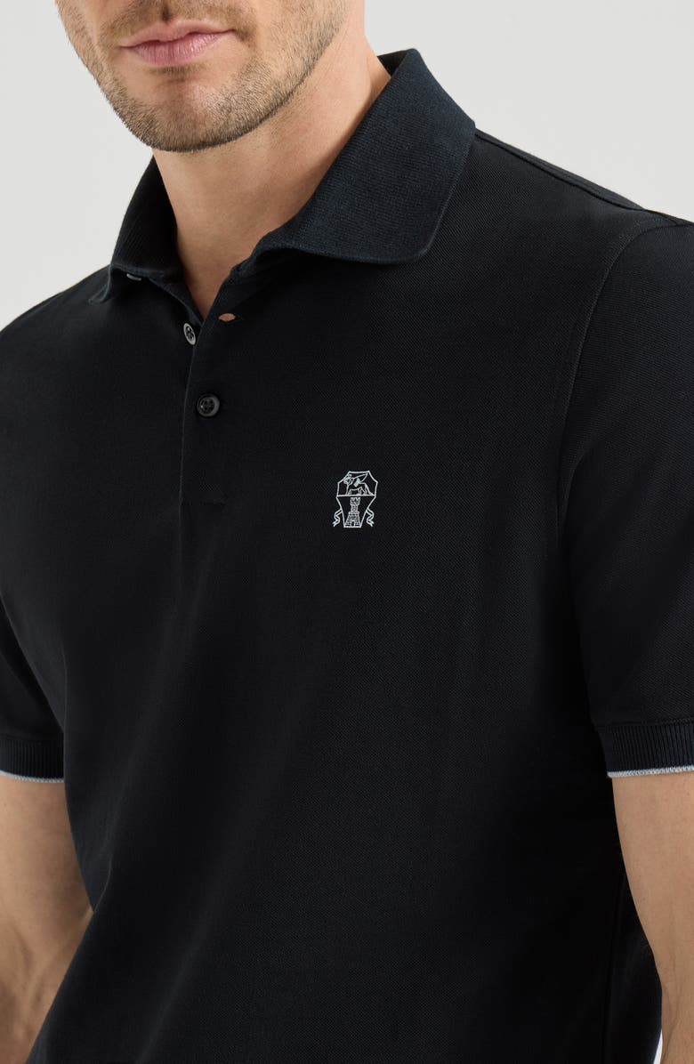 Brunello Cucinelli Piqué polo shirt, Alternate, color, Black