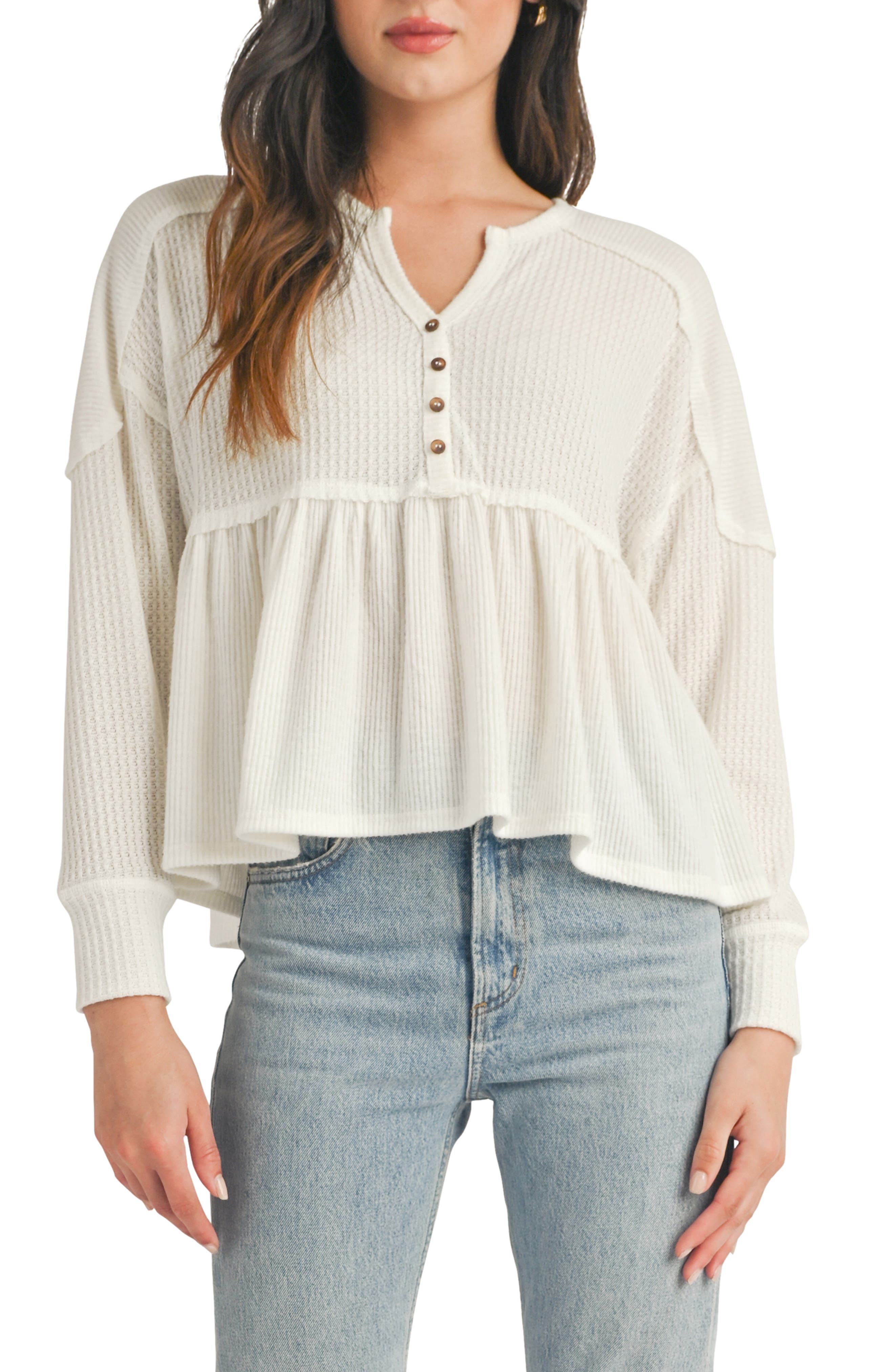 Mixed Knit Peplum Top