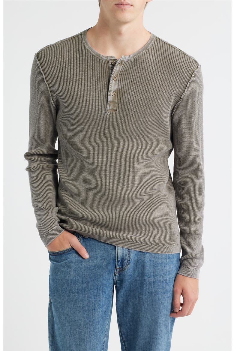 Stonewash Cotton Henley Sweater, Main, color, OLIVE