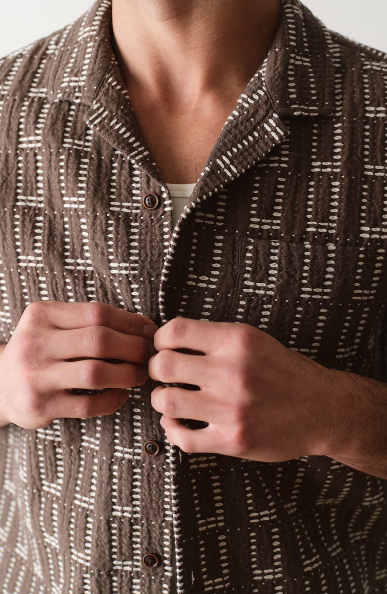 Marine Layer Dobby Resort Camp Shirt, Alternate, color, Brown