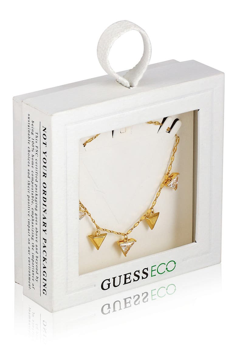 Cubic Zirconia Triangle Charm Line Bracelet, Alternate, color, GOLDTONE