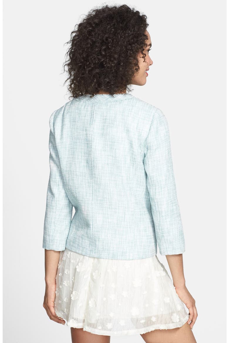 Frayed Tweed Jacket, Alternate, color, TEAL/IVORY
