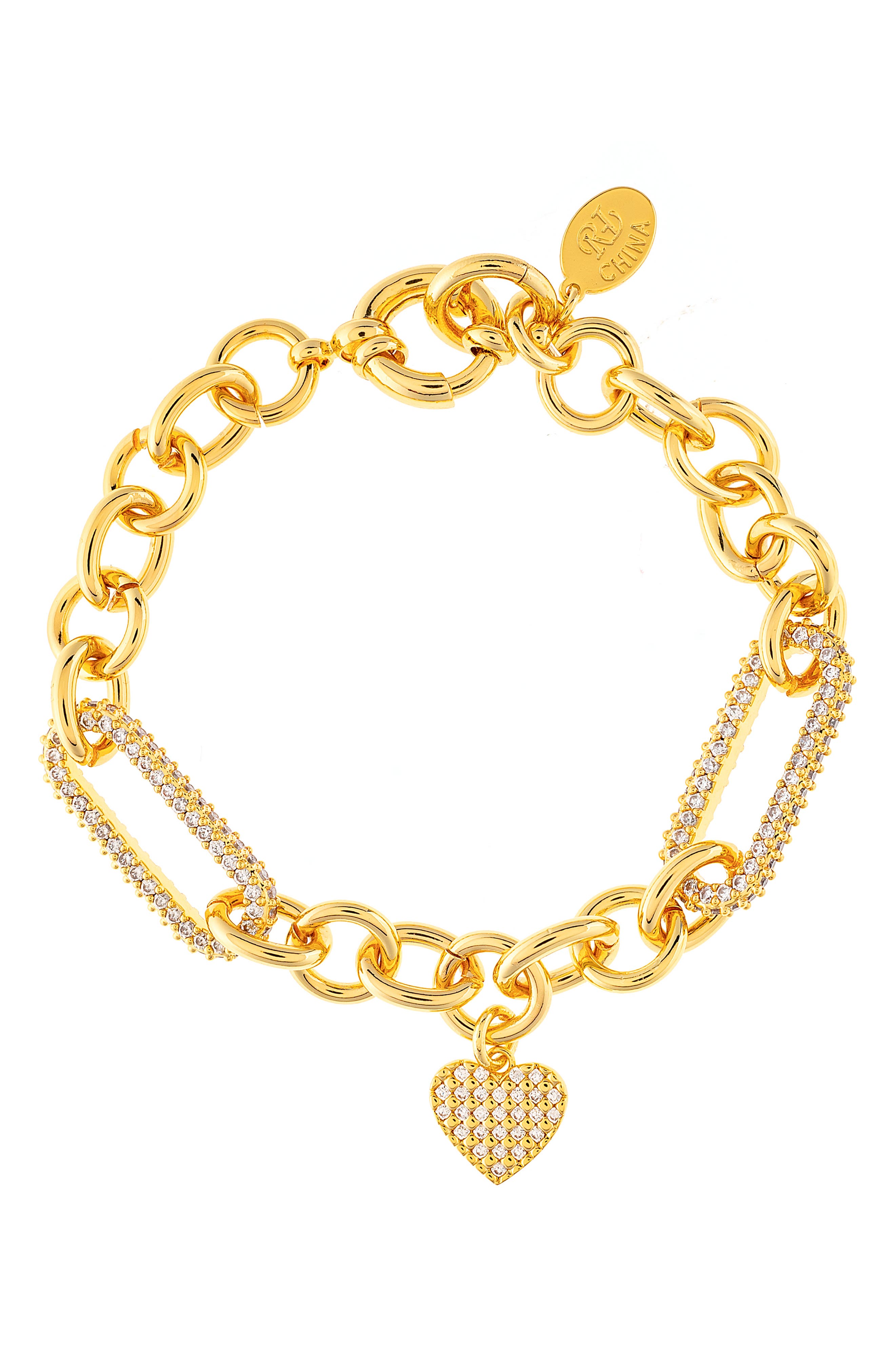 RIVKA FRIEDMAN Pavé Heart Charm Bracelet