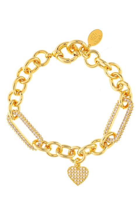 Pavé Heart Charm Bracelet