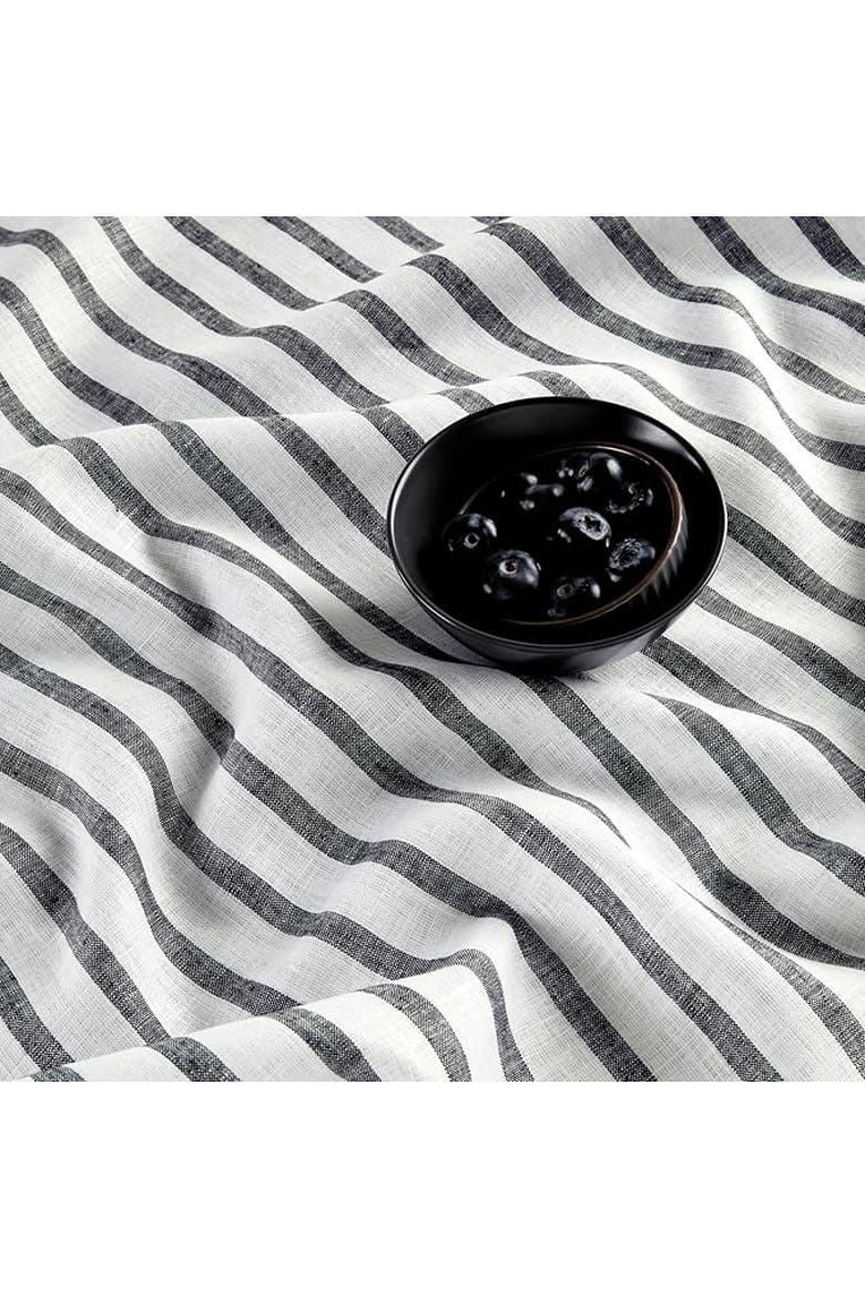 Linen Tablecloth - Madison Stripe, Alternate, color, Black and Natural