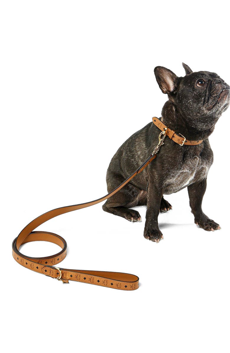 MCM Pet Leash in Monogram Print Leather, Alternate, color, 