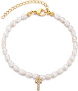 Adornia Freshwater Pearl Initial Charm Bracelet
