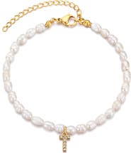 Adornia Freshwater Pearl Initial Charm Bracelet
