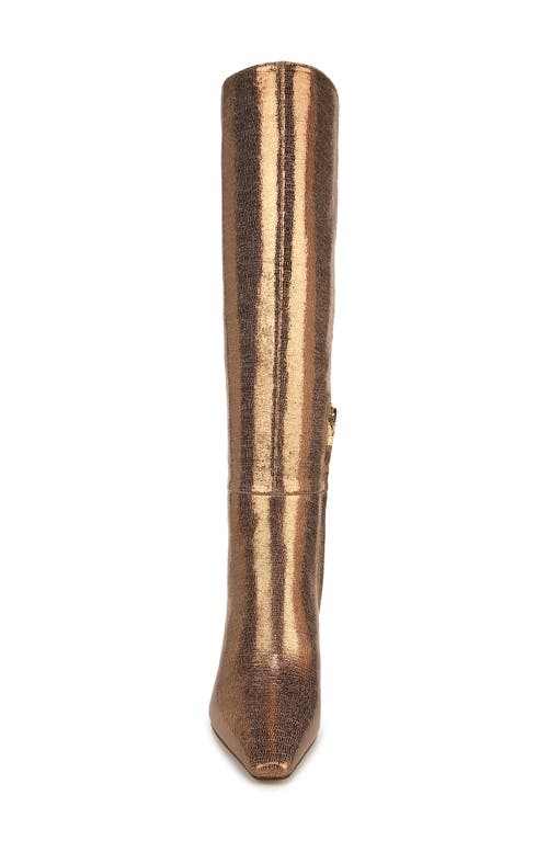 Sam Edelman Elia Wide Calf Knee High Boot Gold Snake Embossed Leather In Medallion Gold