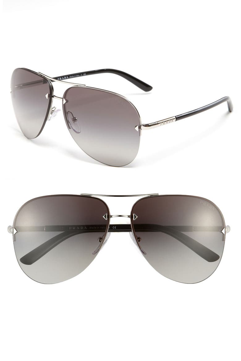 61mm Aviator Sunglasses, Main, color, SILVER/ BLACK