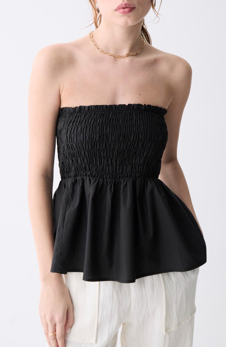 DELUC Palmeira Smocked Cotton Tube Top, Main, color,