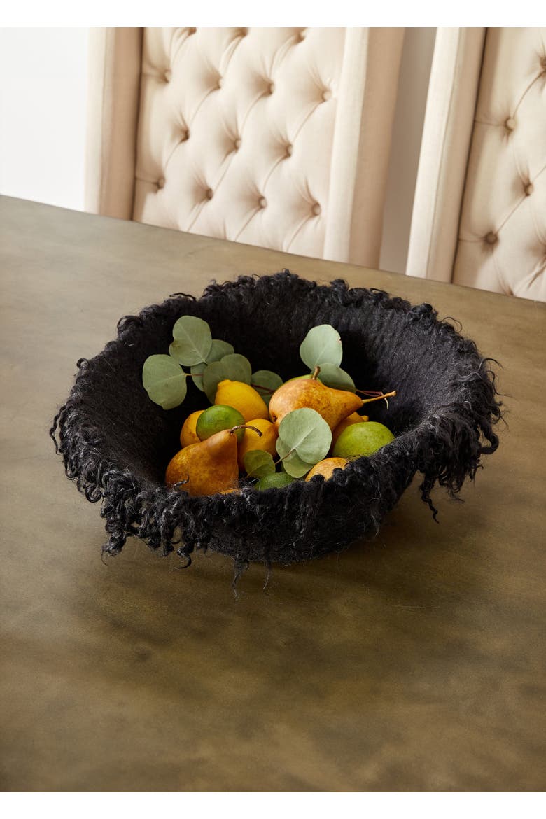 Fringed Skirt Decorative Bowl, Alternate, color, Black