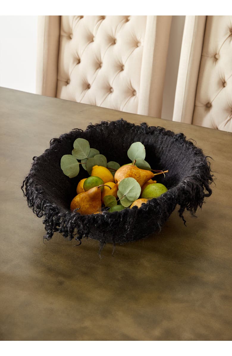 kanju Interiors Fringed Skirt Decorative Bowl, Alternate, color, Black
