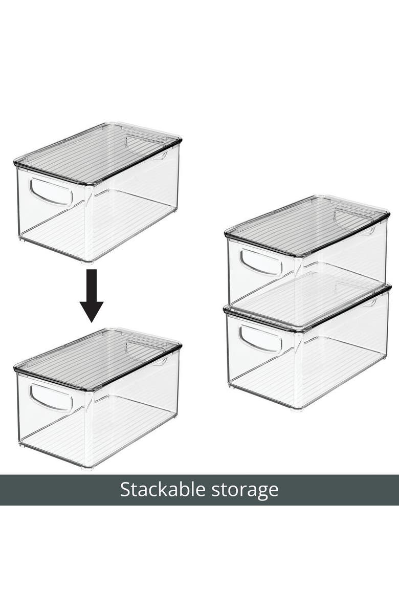 mDesign Plastic Deep Kitchen Storage Bin Box, Lid/Handles, 4 Pack, USA Made, Alternate, color, 