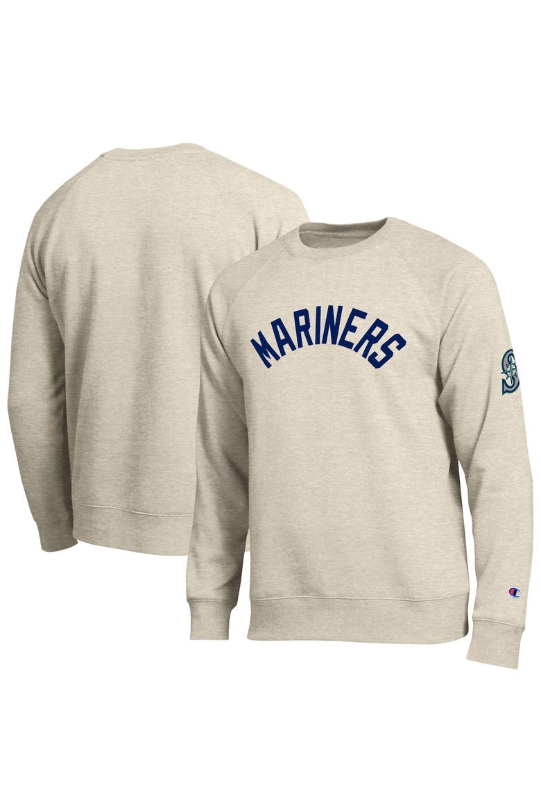 Men's Champion  Oatmeal Seattle Mariners All-Star Soft Felt Raglan Sweatshirt, Main, color, Oatmeal