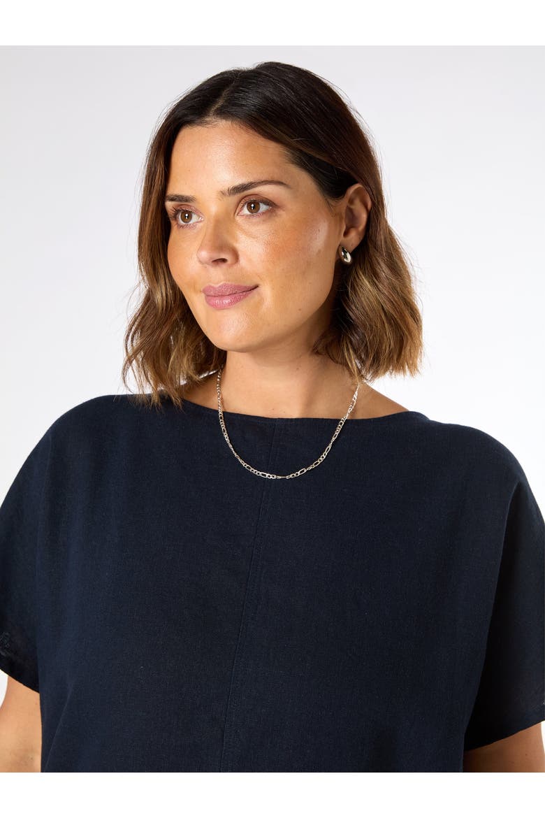 Linen Seamed Detail Top, Alternate, color, Navy