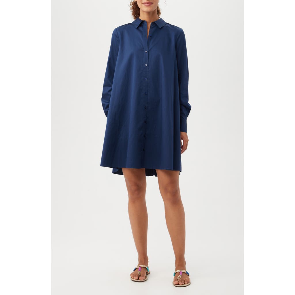 TRINA TURK TRINA TURK TULLA OVERSIZE LONG SLEEVE ORGANIC COTTON SHIRTDRESS