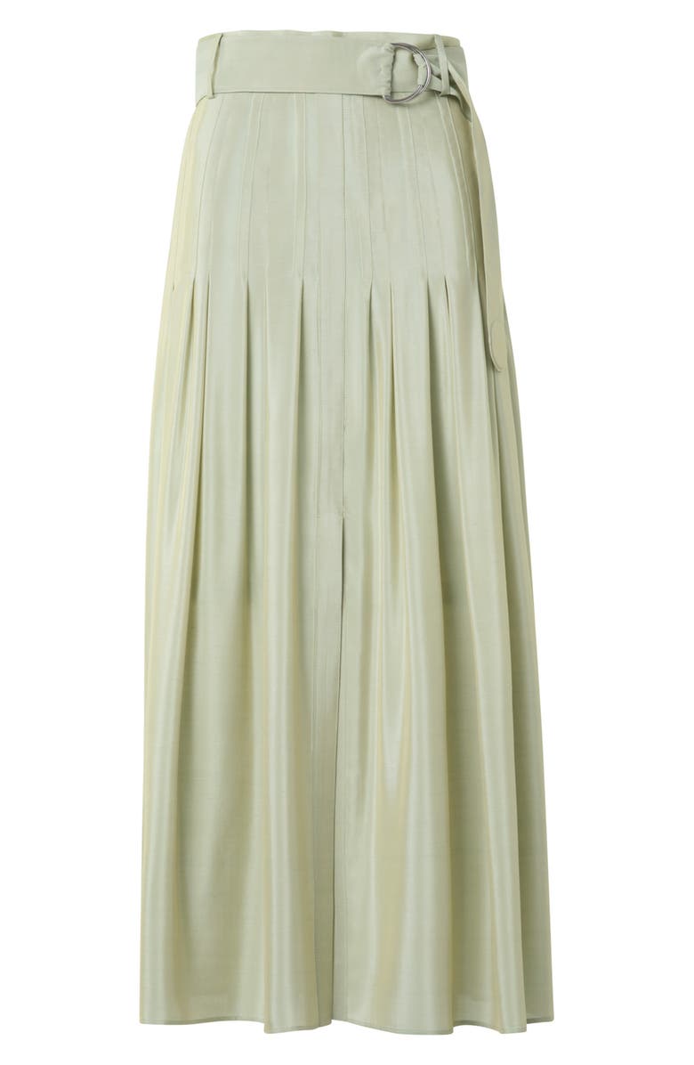 Akris punto Belted Pleated Midi Skirt, Alternate, color, Pistachio