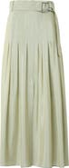 Akris punto Belted Pleated Midi Skirt