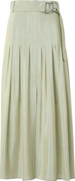 Akris punto Belted Pleated Midi Skirt