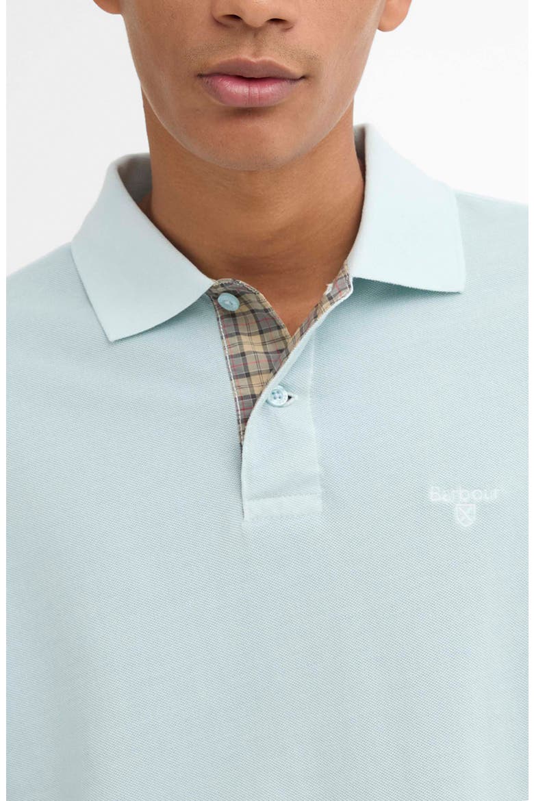 Tailored Fit Tartan Placket Cotton Piqué Polo, Alternate, color, WASHED SKY